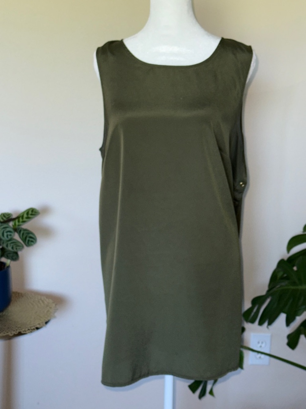 Worthington Olive Green Sleeveless Shift Tunic, XL